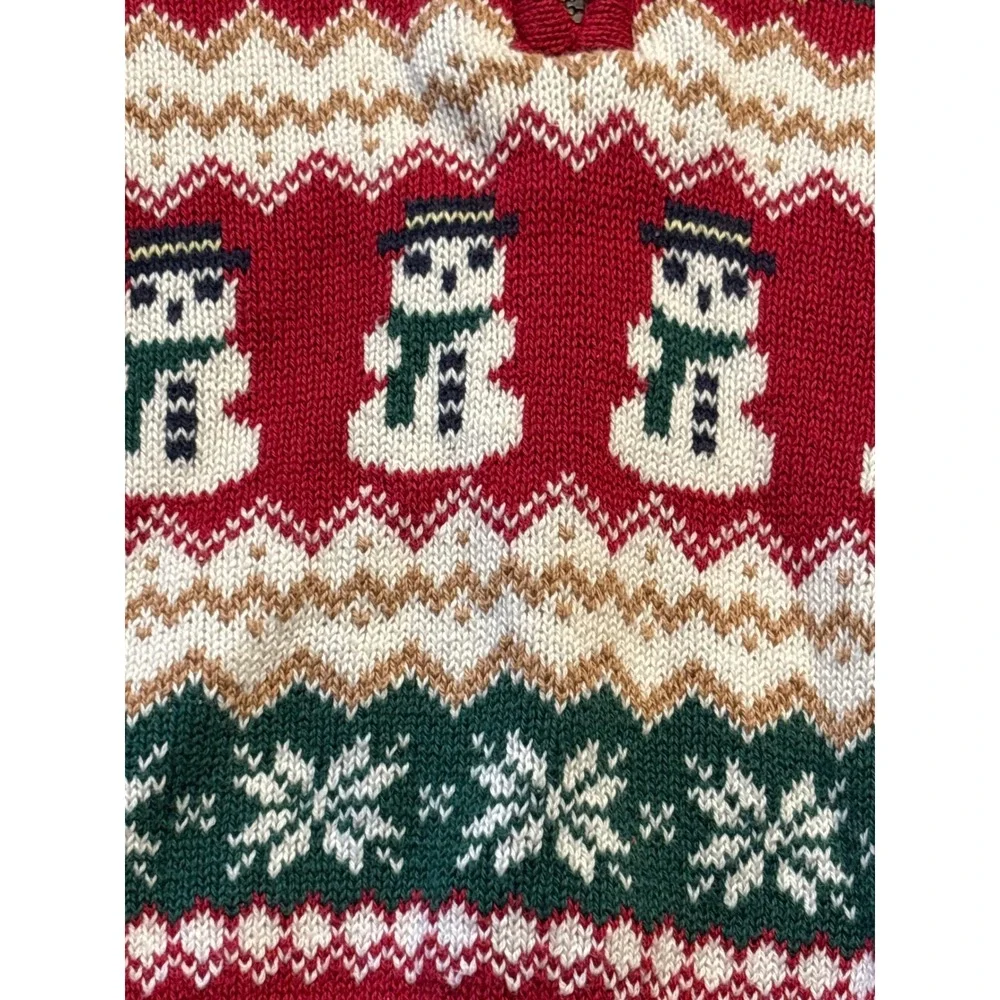 The Childrens Place Toddler Boys Red Snowman Fair Isle Quarter Zip Sweater 2T